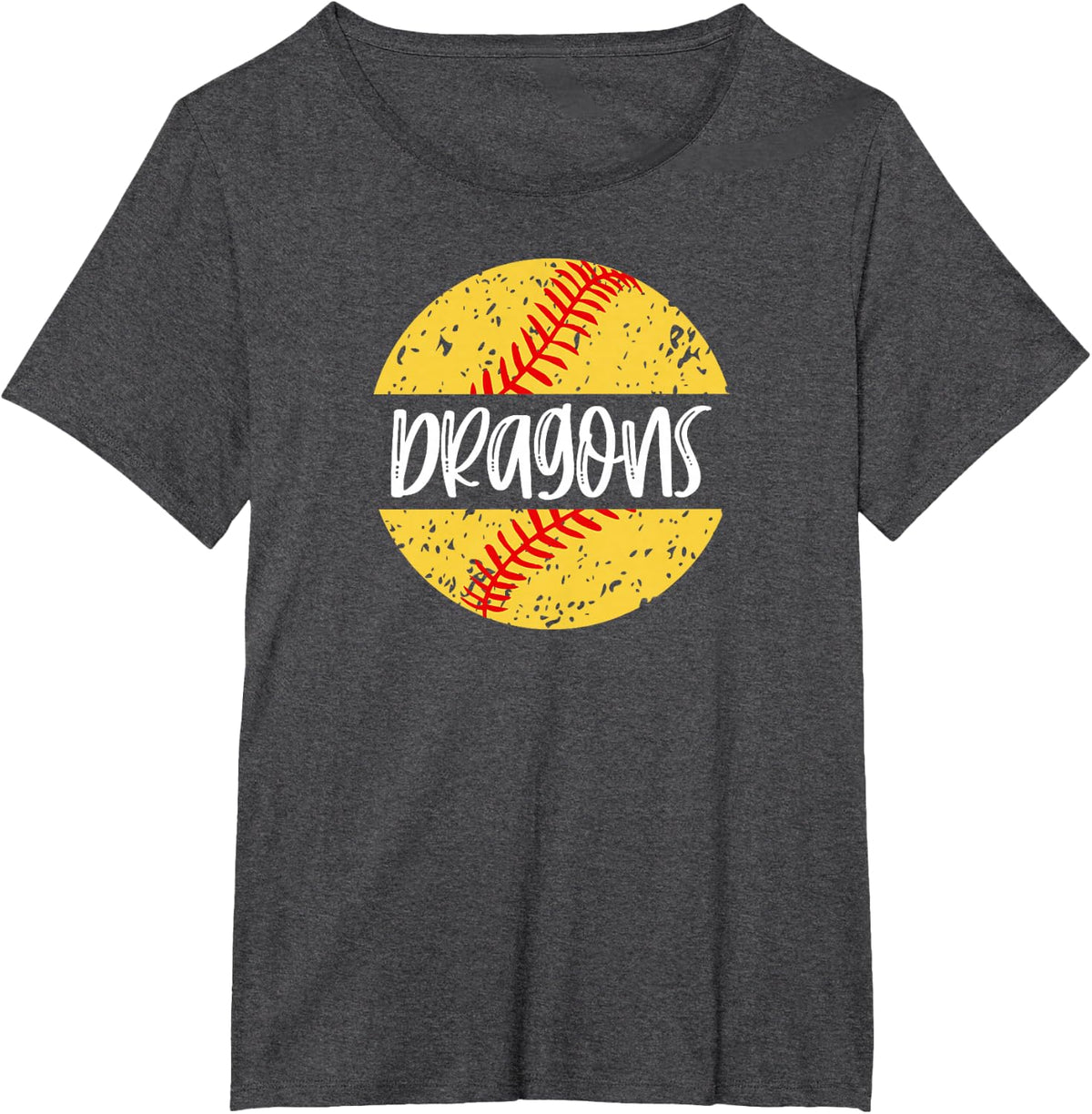 Dragons Softball Team Mascot School Spirit Game Day T-Shirt - Dark Heather Grey