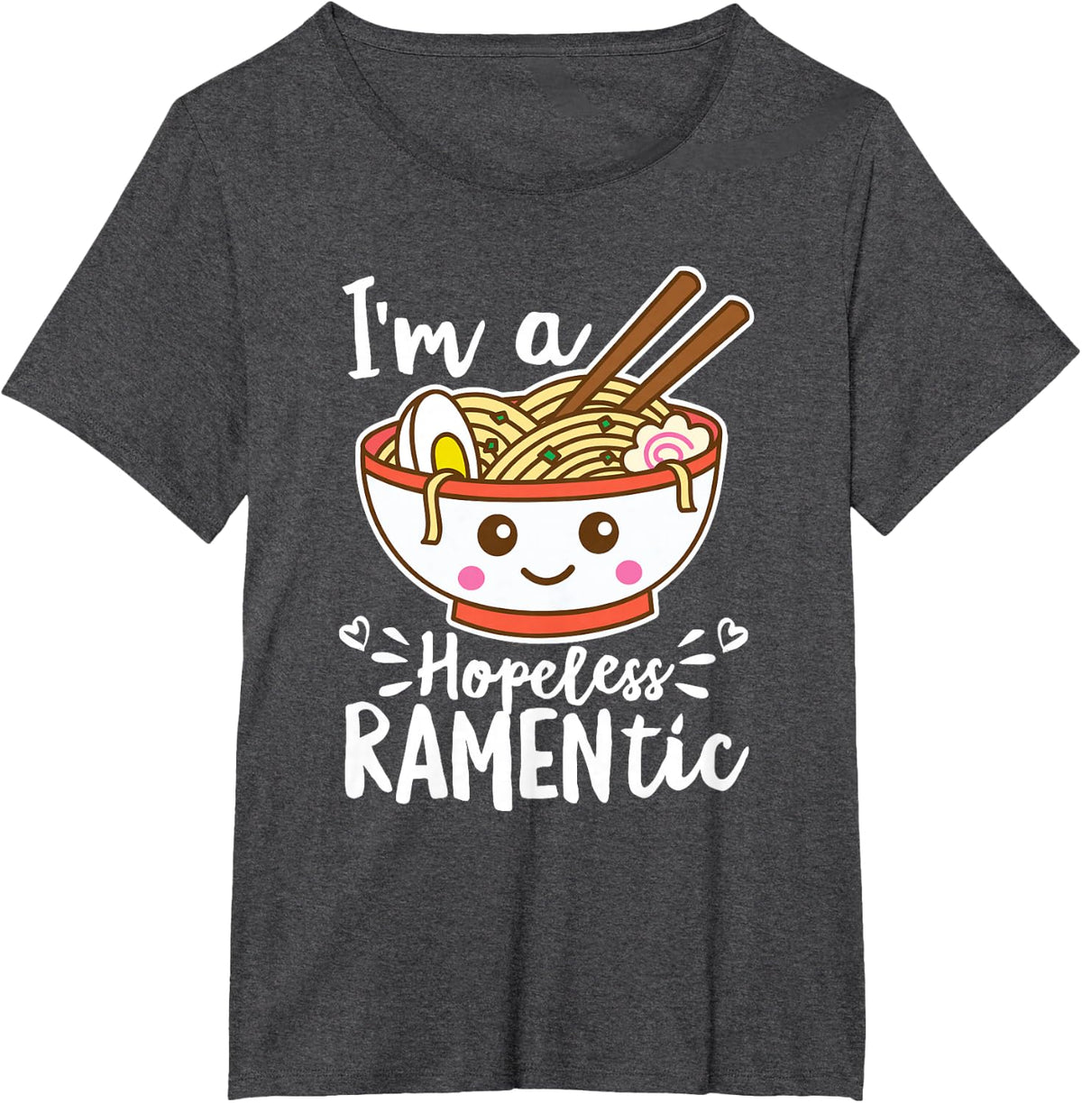 Hopeless Ramentic Cute Kawaii Ramen Noodles Pun T-Shirt - Dark Heather Grey