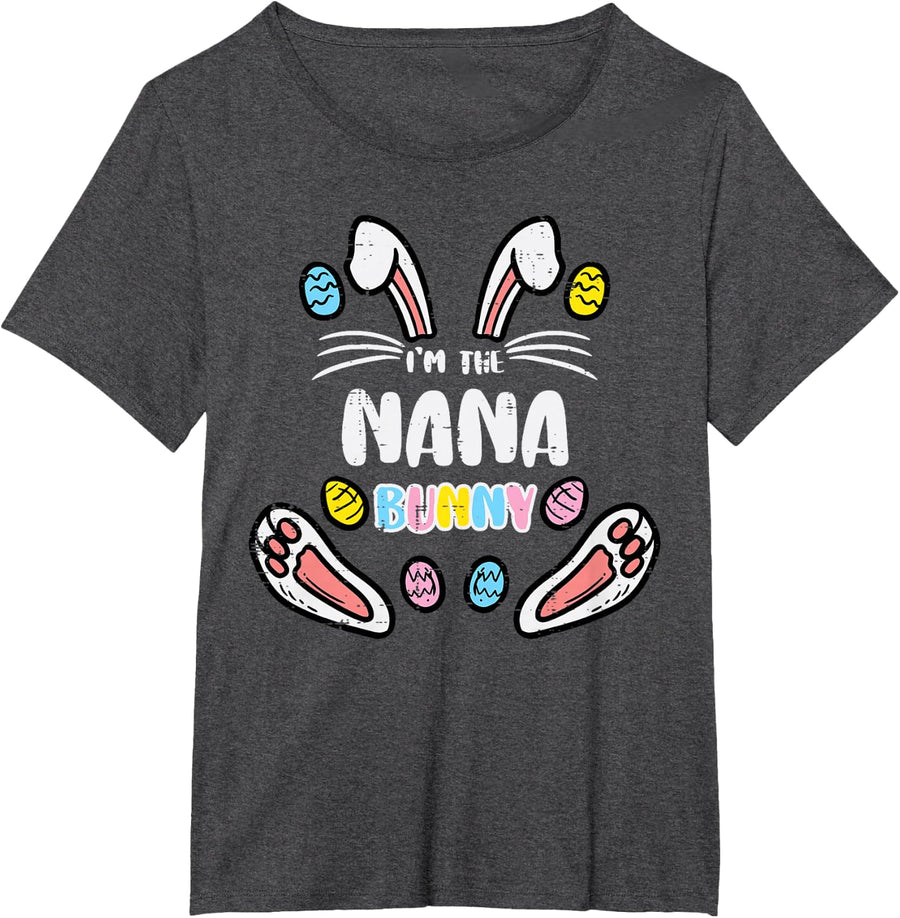 Nana Bunny Easter Matching Family Rabbit Grandma Mimi Women T-Shirt - Dark Heather Grey