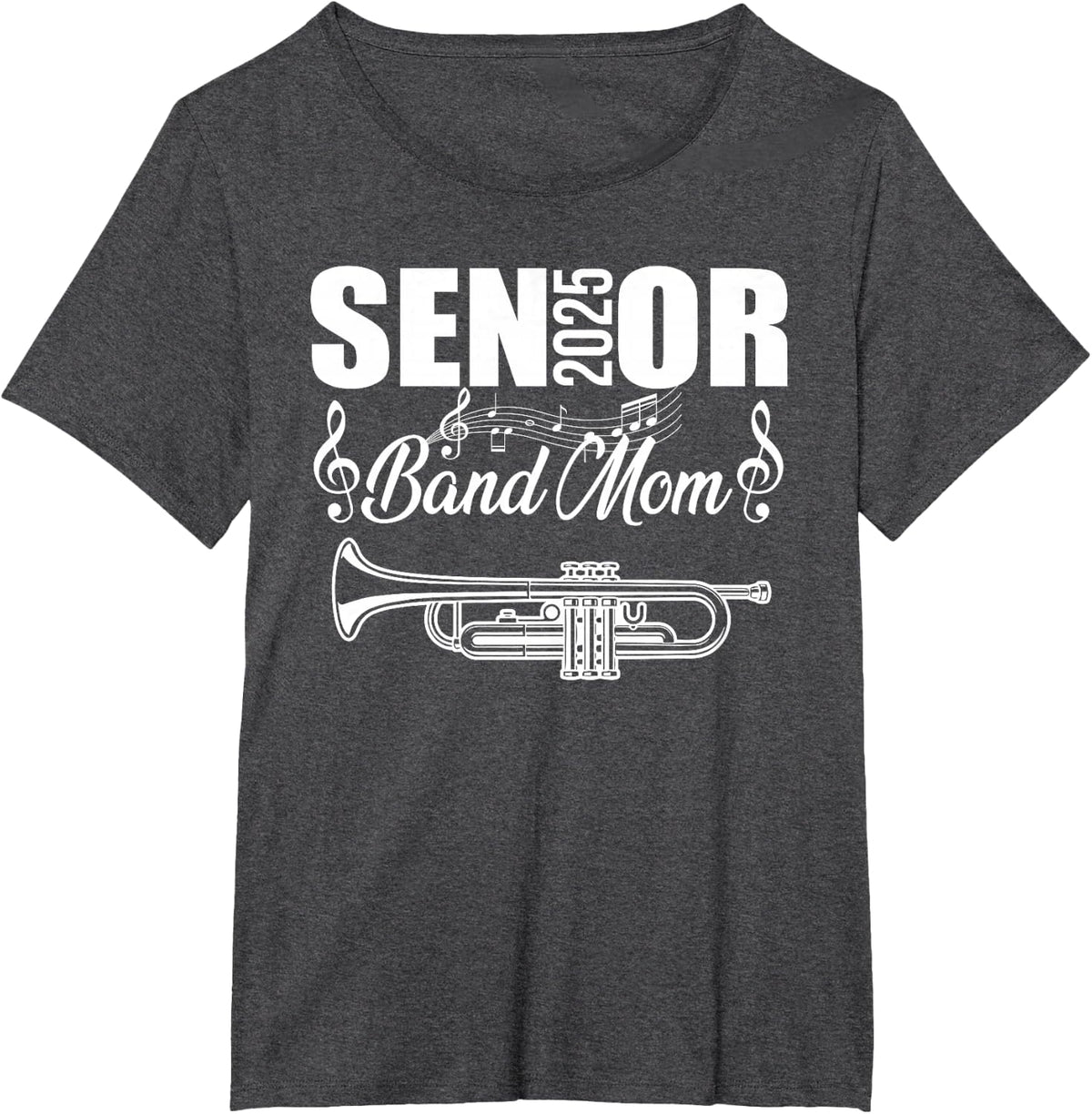 Senior Band Mom 2025 Marching Band Class of 2025 Trumpet T-Shirt - Dark Heather Grey
