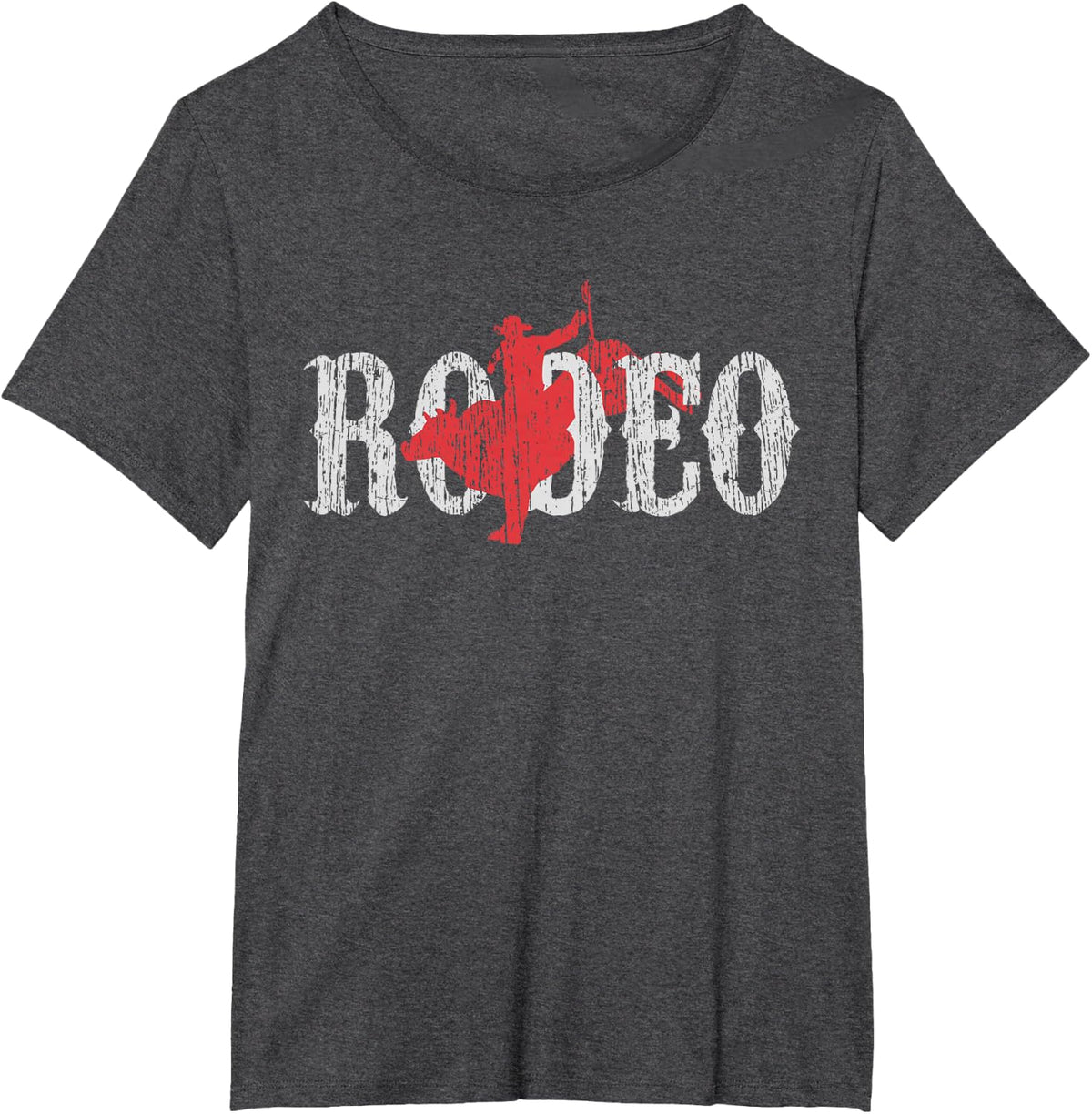 Bull Riding Rodeo Western Country Cowboy T-Shirt - Dark Heather Grey