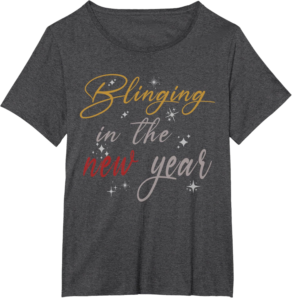 Cute Happy New Year Gift Blinging In New Year T-Shirt - Dark Heather Grey
