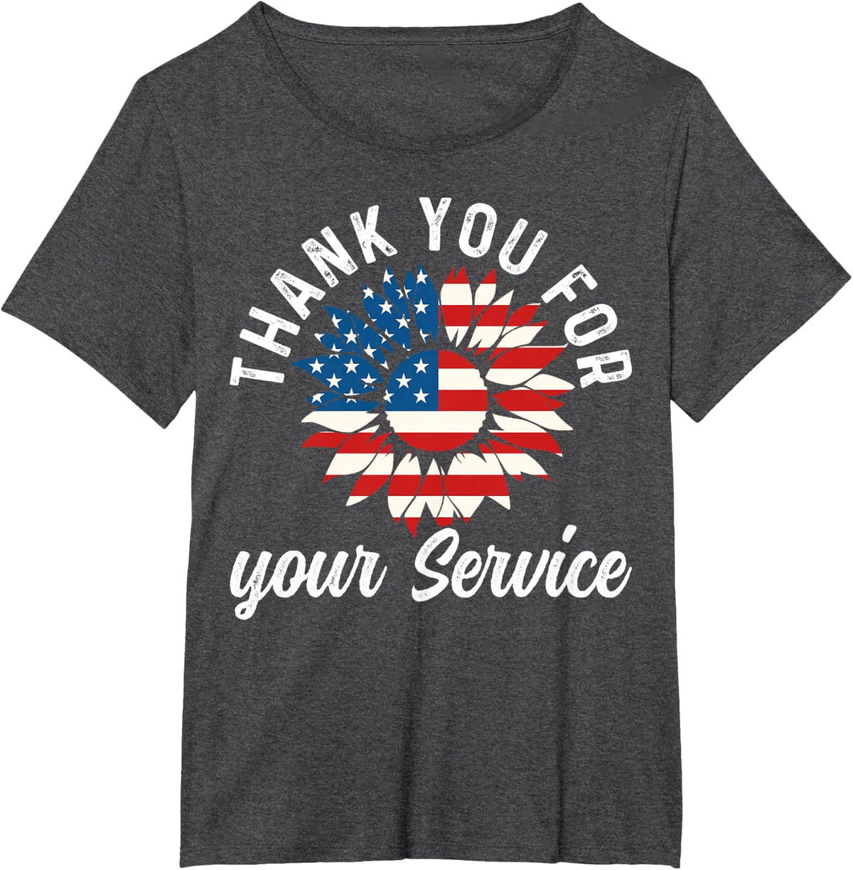 Thank You Veterans Thank You For Your Service Patriotic T-Shirt - Dark Heather Grey