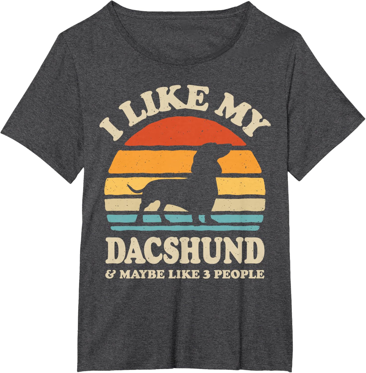 I Like My Dachshund And Maybe Like 3 People Dog Lover Retro T-Shirt - Dark Heather Grey