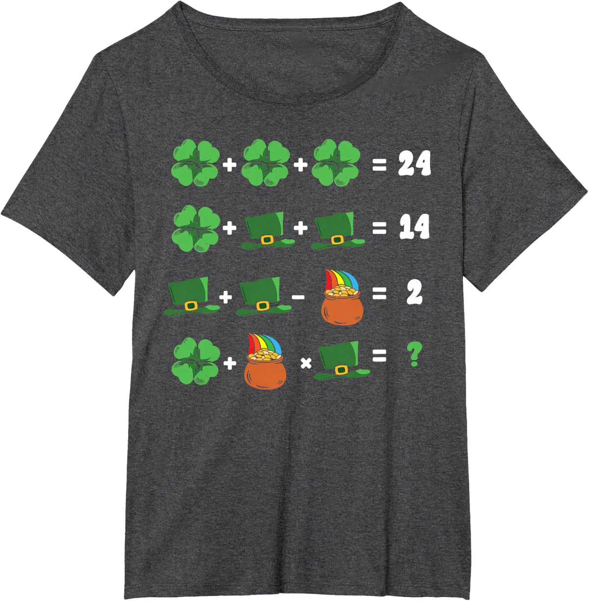 St Patricks Day Shamrock Math Equation Funny Irish Teacher T-Shirt - Dark Heather Grey