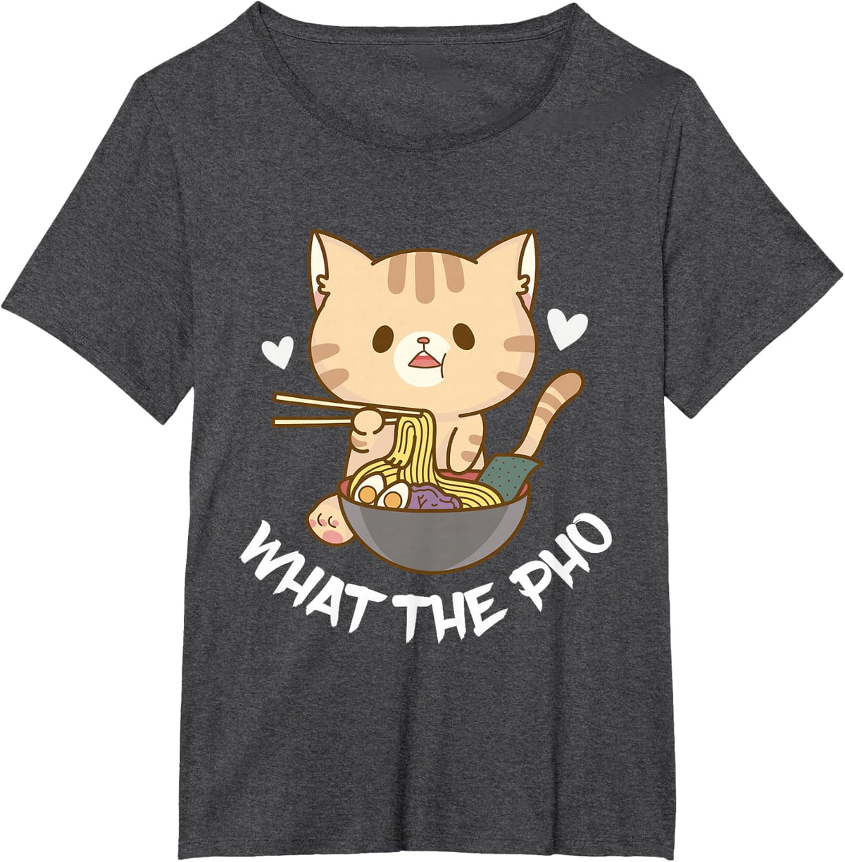 Pho What The Pho Cute Cat Vietnamese Food Pho Soup Ramen T-Shirt - Dark Heather Grey