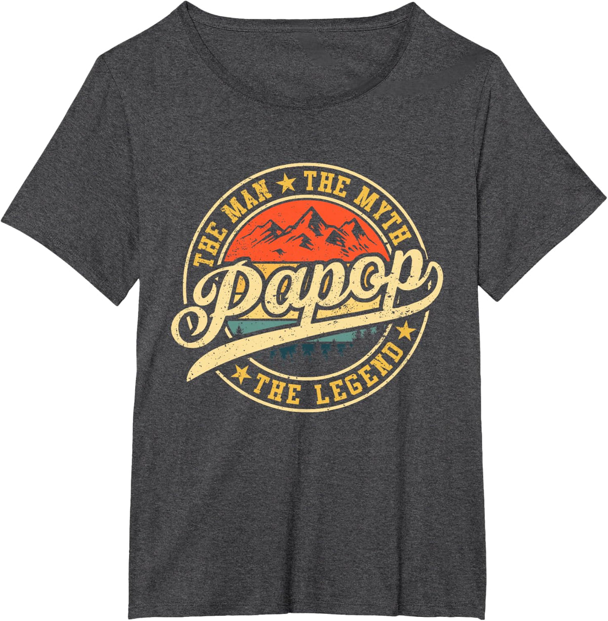 Papop The Man The Myth The Legend Funny Grandpa Father's Day T-Shirt - Dark Heather Grey