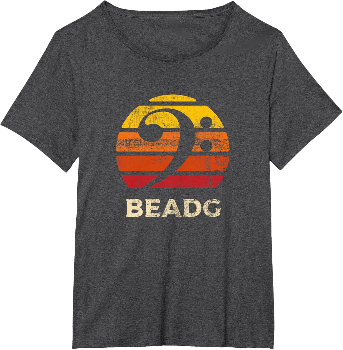 BEADG Vintage Bass Clef Sunset Bassist 5 String Player Gifts T-Shirt - Dark Heather Grey