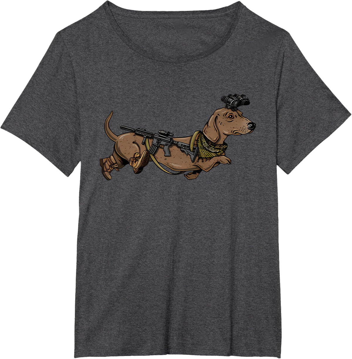 Tactical Dachshund Wiener Dogs Lovers Funny Dog Veteran T-Shirt - Dark Heather Grey
