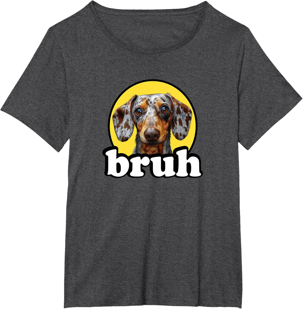 Mens Womens Kids Funny Bruh Dapple Dachshund Lover T-Shirt - Dark Heather Grey