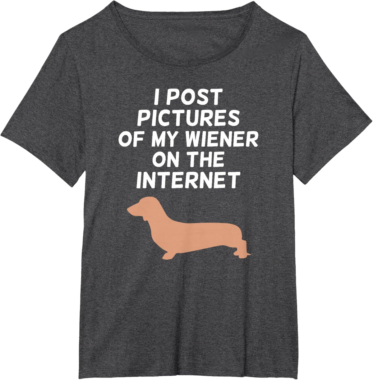 I Post Pictures of my Wiener on the Internet - Dachshund T-Shirt - Dark Heather Grey