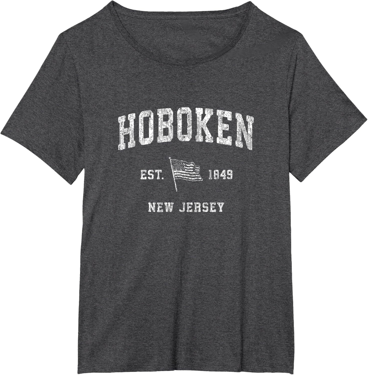 Hoboken New Jersey NJ T-Shirt Vintage US Flag Sports Tee T-Shirt - Dark Heather Grey