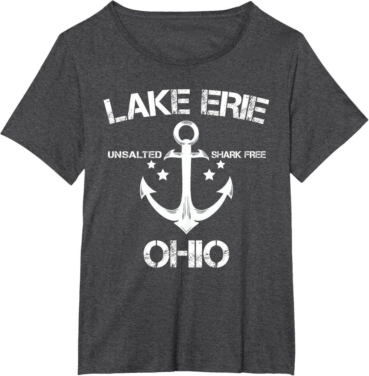 LAKE ERIE OHIO Funny Fishing Camping Summer Gift T-Shirt - Dark Heather Grey