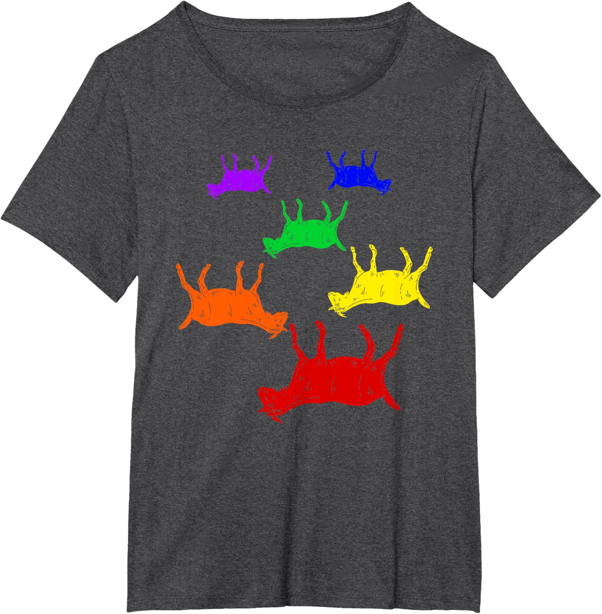 Rainbow Fainting Goats Farm Animal Lover Fainting Goat T-Shirt - Dark Heather Grey