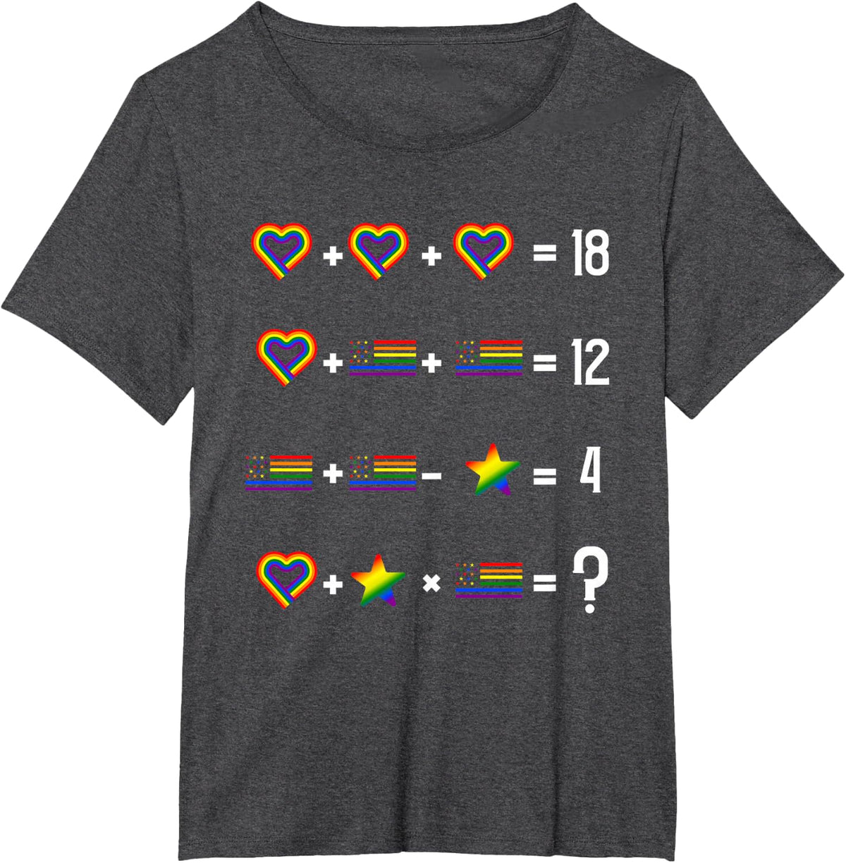 Math Equation LGBT-Q Cool Gay Pride Rainbow Flag Teacher T-Shirt for Men Women Kids - Dark Heather Grey