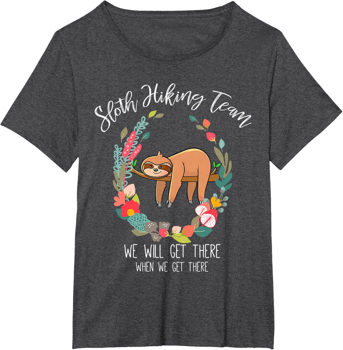 Sloth Lover Gift, Women, Girl Gifts, Sloth Hiking Team T-Shirt - Dark Heather Grey