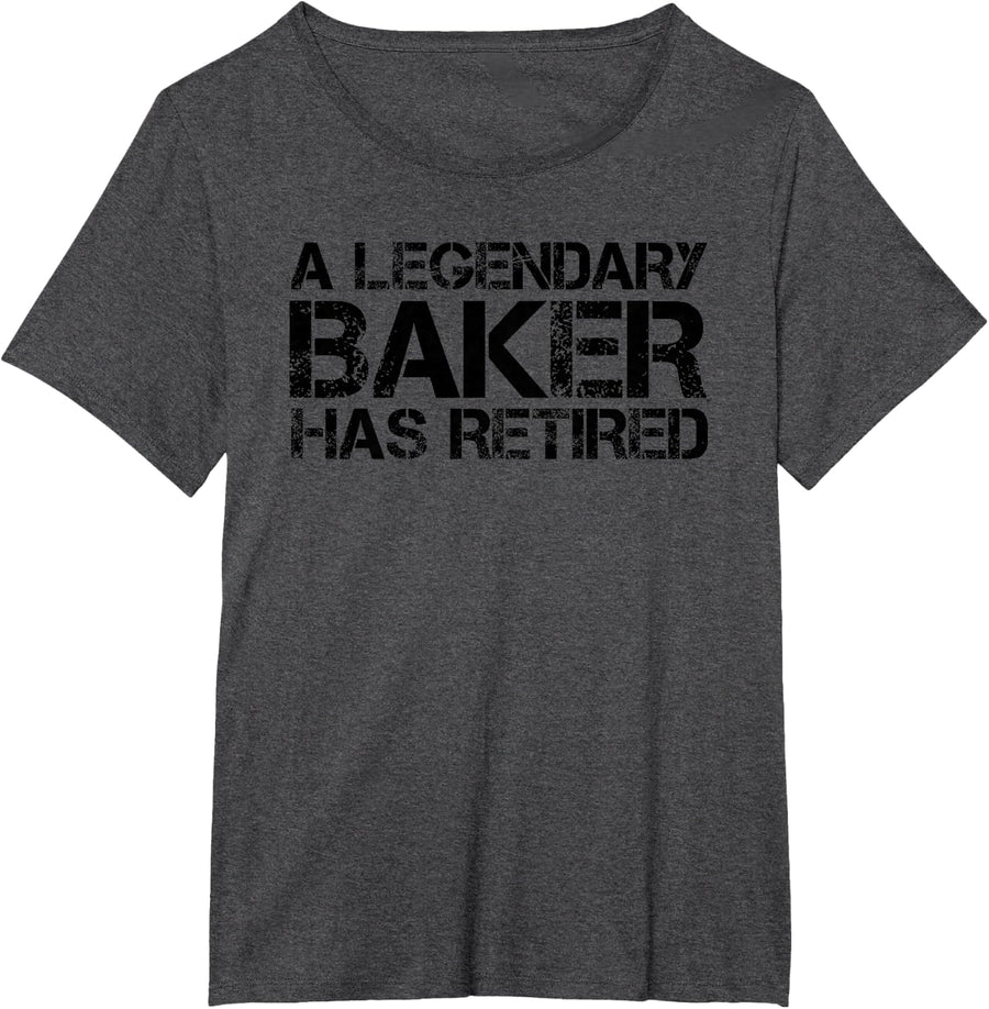 A LEGENDARY BAKER HAS RETIRED Funny Retirement Bakery Gift T-Shirt - Dark Heather Grey