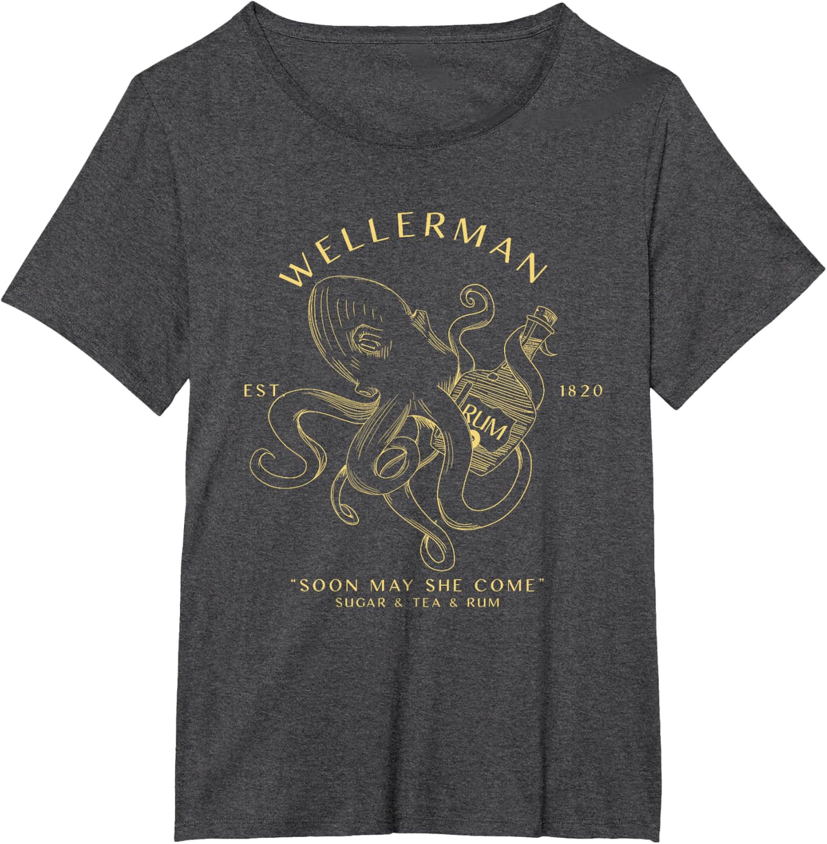 Viral Wellerman Sea Shanty | Kraken Vintage Pirate T-Shirt - Dark Heather Grey