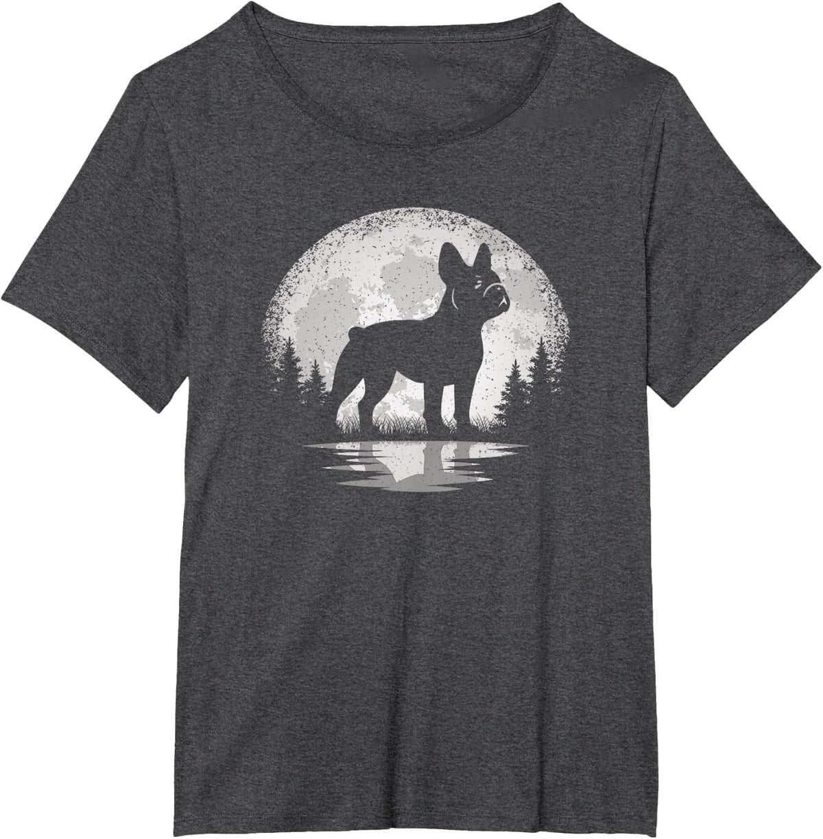 Frenchie Moon Vintage French Bulldog Men Women Kids T-Shirt - Dark Heather Grey