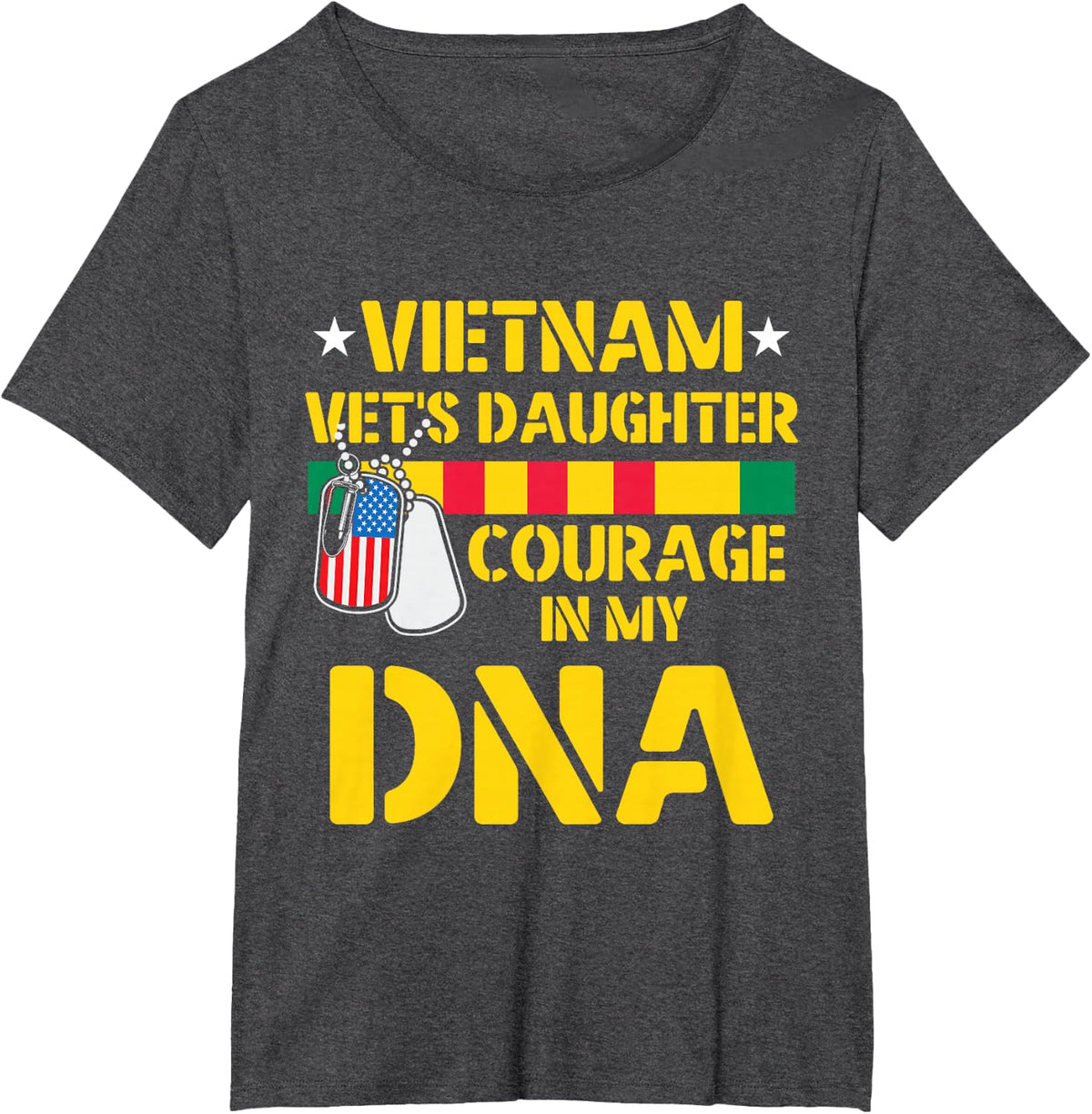 Vietnam Vet's Daughter Courage In My DNA US Flag T-Shirt - Dark Heather Grey