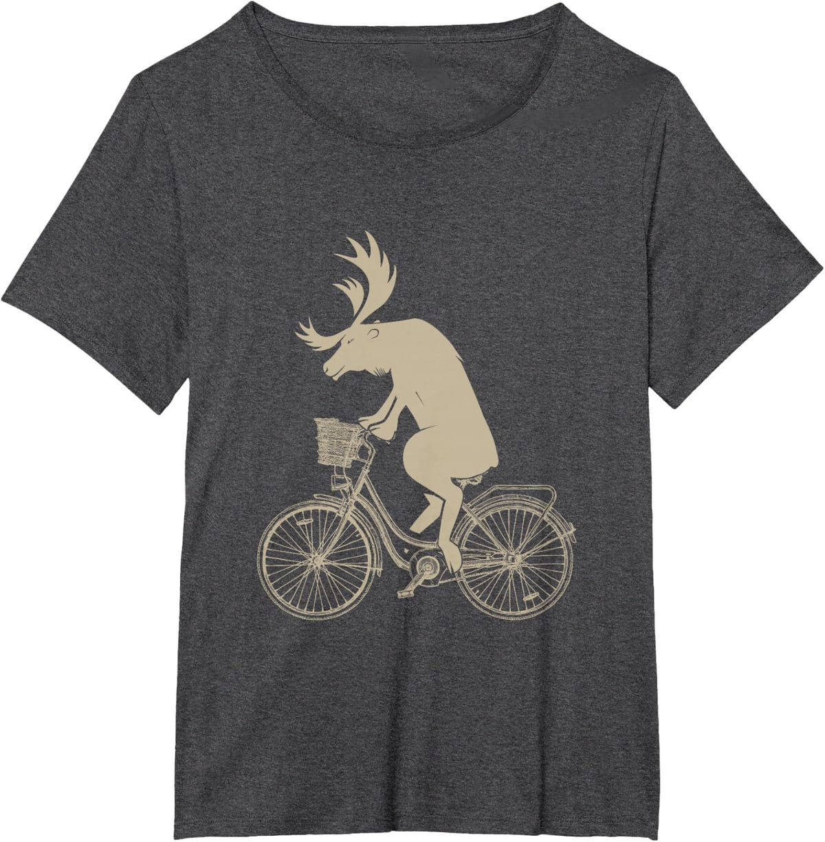 Funny Moose on Bikes Gift Fun T-Shirt - Dark Heather Grey