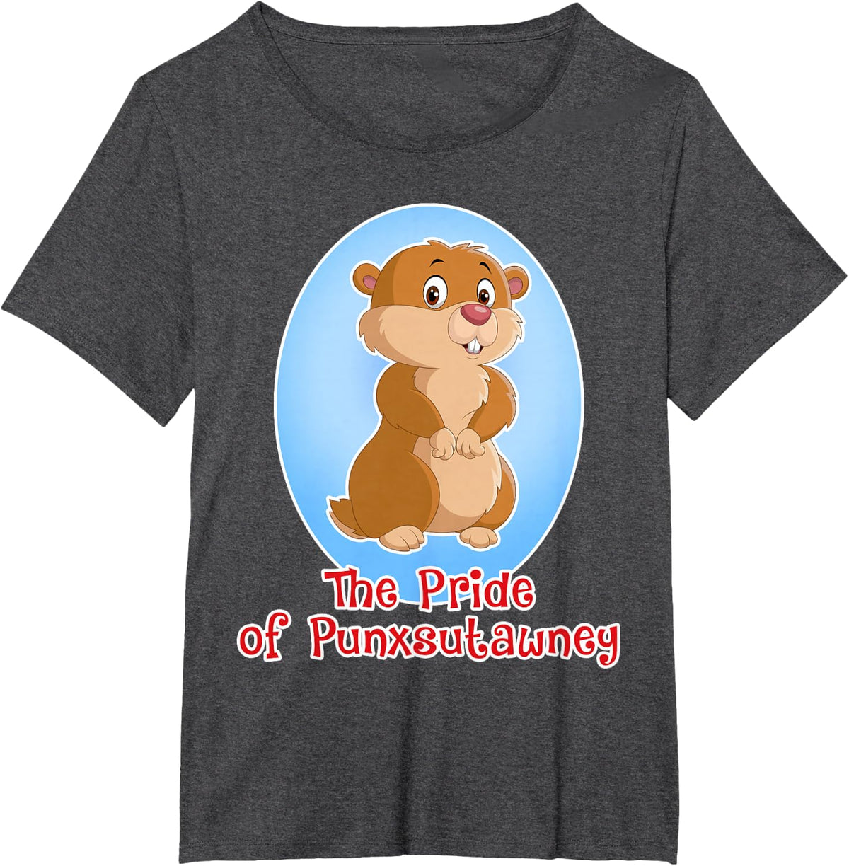 Kids Groundhog Day Cute Punxsutawney Gopher Graphic T-Shirt - Dark Heather Grey