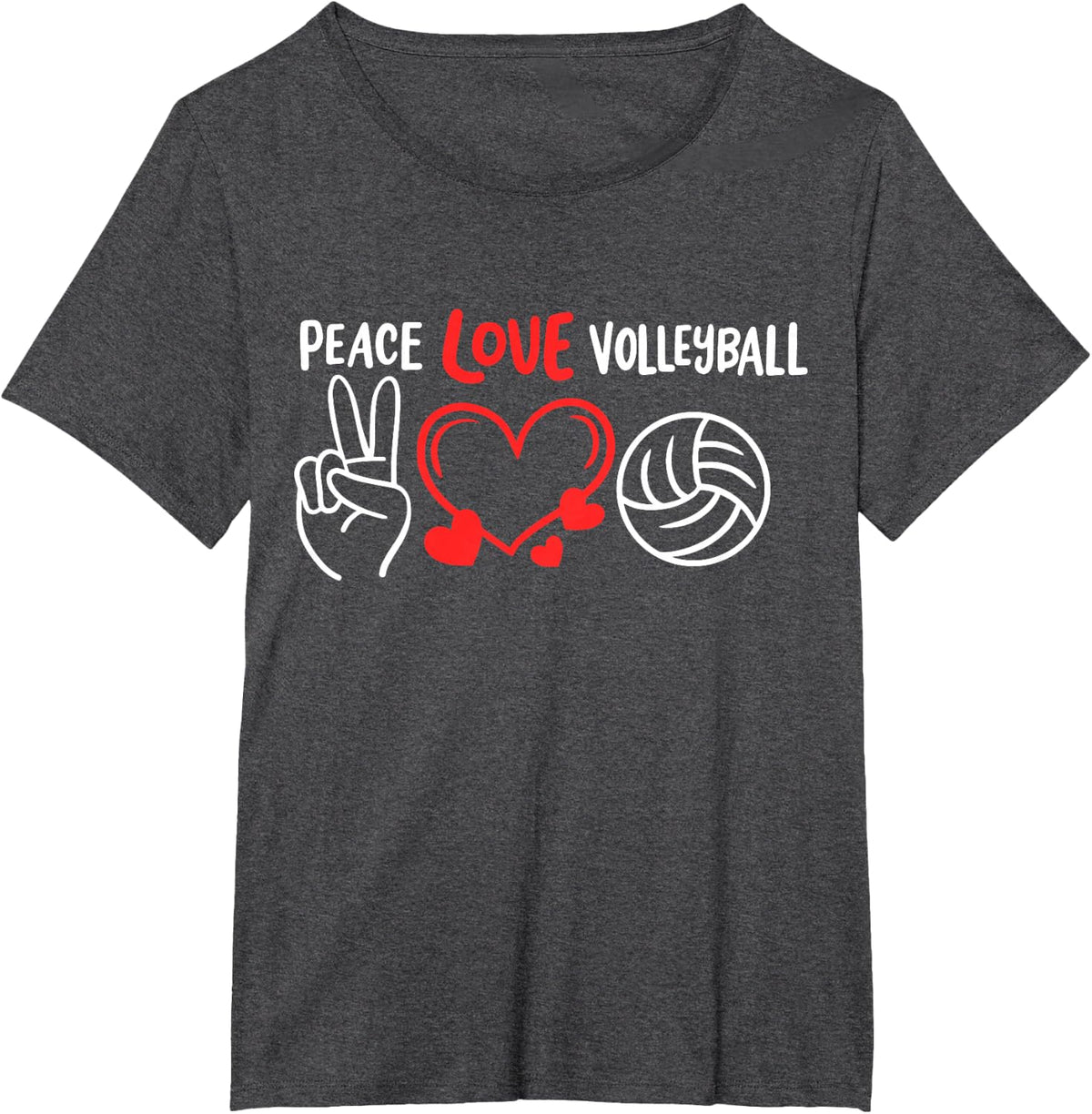 Volleyball Peace Love Volleyball T-Shirt - Dark Heather Grey