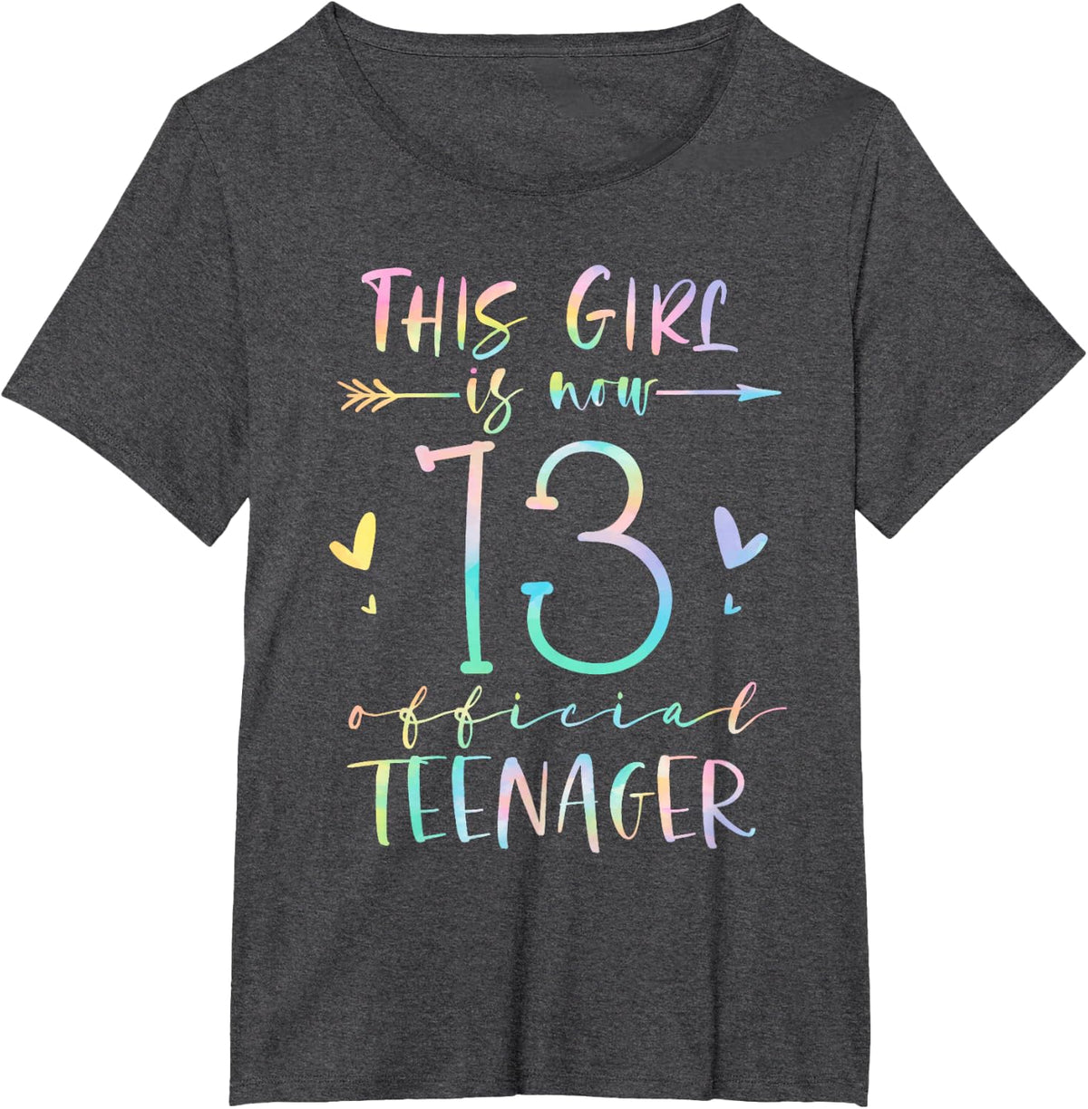 This Girl is Now 13 Official Teenager 13th Birthday Tie Dye T-Shirt - Dark Heather Grey