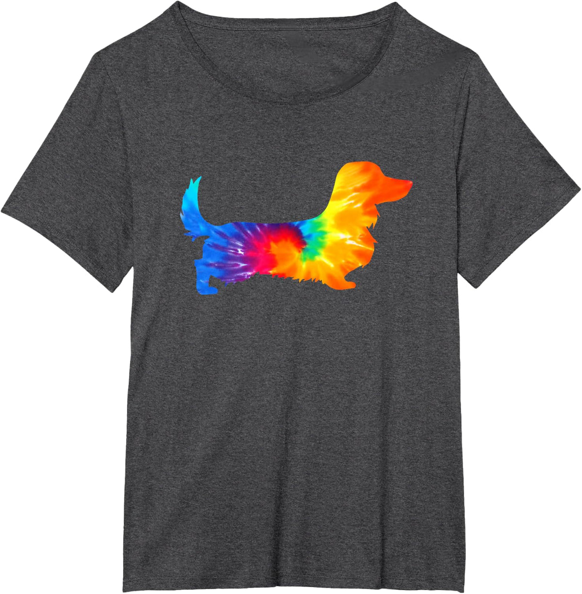 Dachshund Doxie Long Haired Tie Dye Dog Mom Dad Lover Cute T-Shirt - Dark Heather Grey