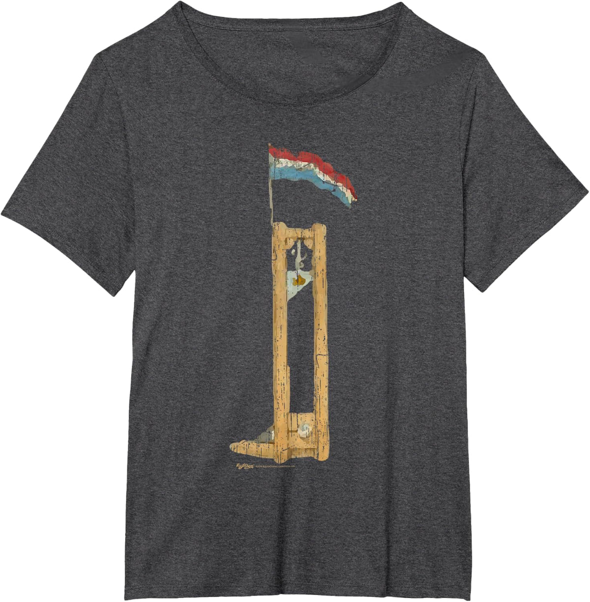 Vintage French Guillotine Paris Flag Bastille Day T-Shirt - Dark Heather Grey