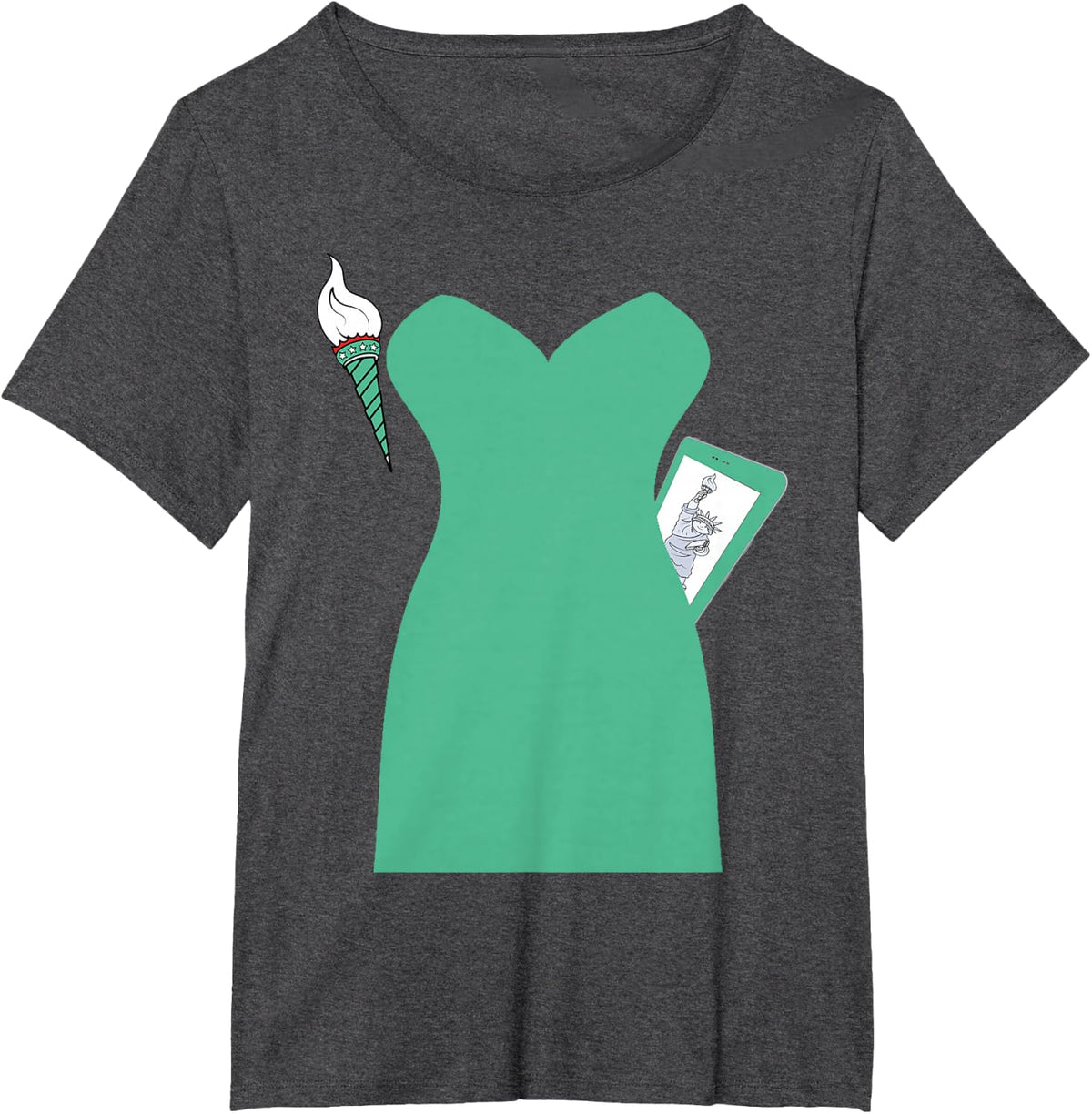 Statue Of Liberty 4th Of July Patriotic Costume Women Kids Men T-Shirt - Dark Heather Grey
