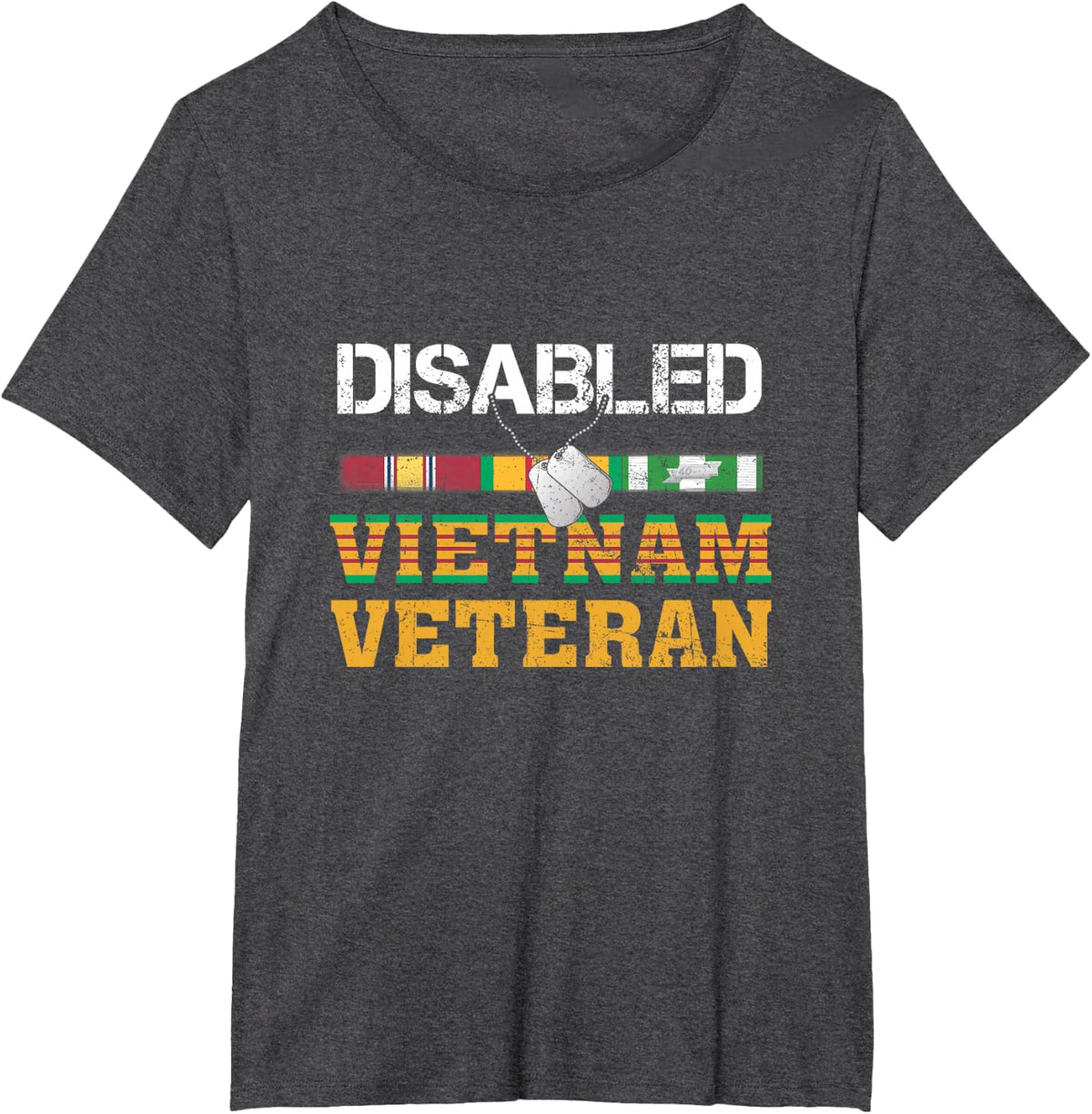 Proud Disabled Vietnam Veteran US Vet Soldier Military T-Shirt - Dark Heather Grey