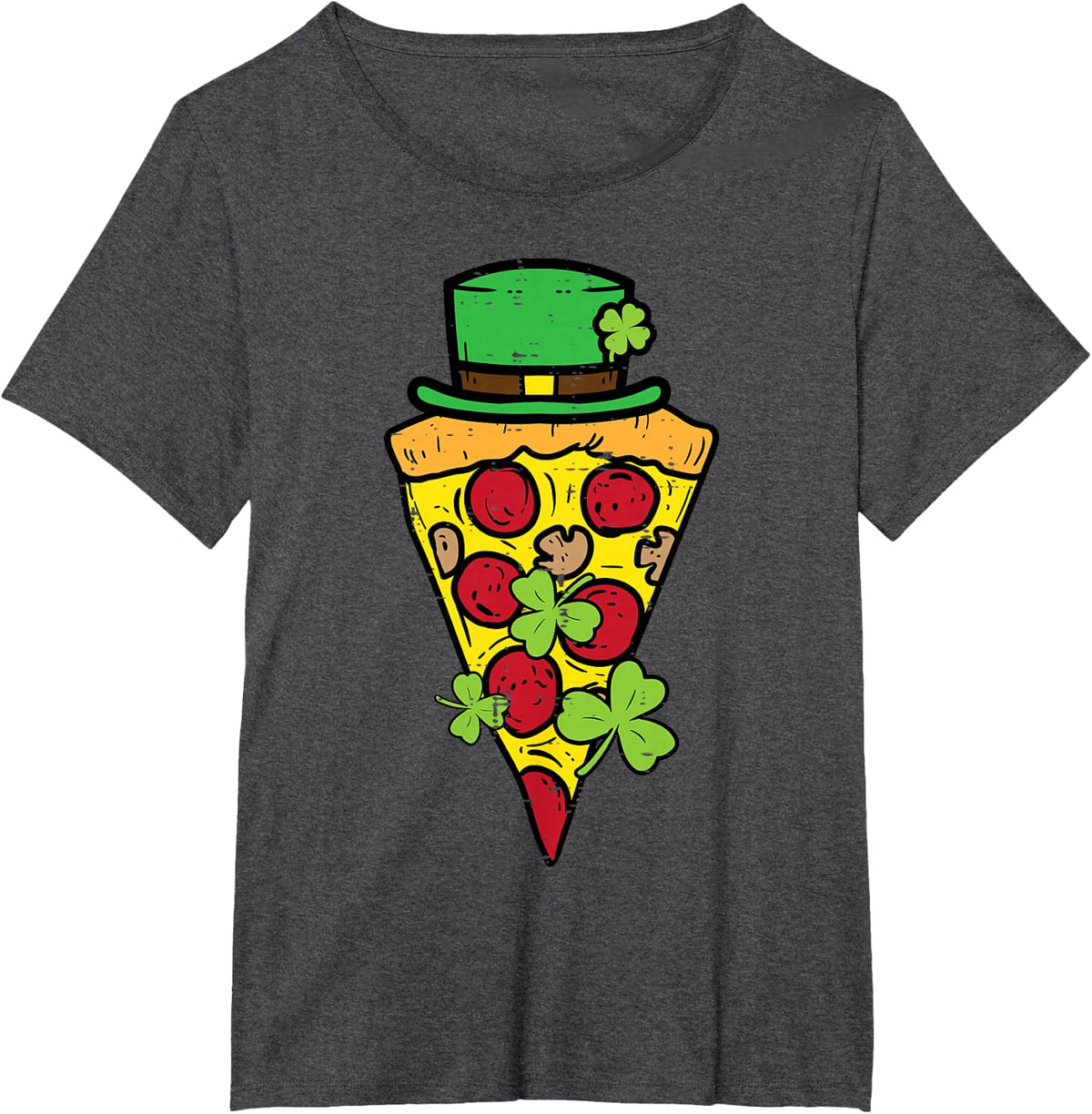St Patricks Day Pizza Saint Paddys Pattys Men Women Kids T-Shirt - Dark Heather Grey