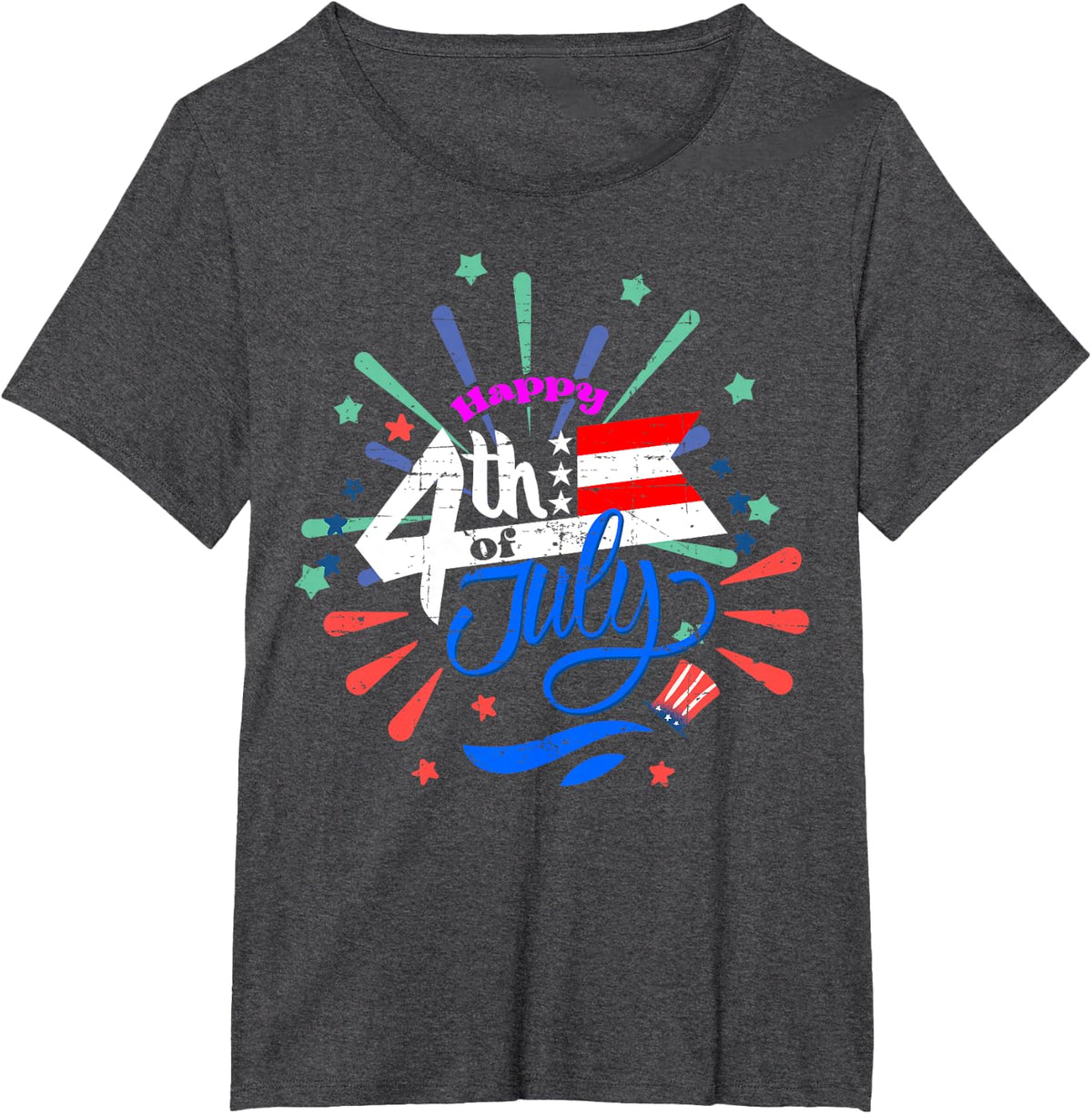 Independence Day - 4th of July - USA Flag T-Shirt - Dark Heather Grey