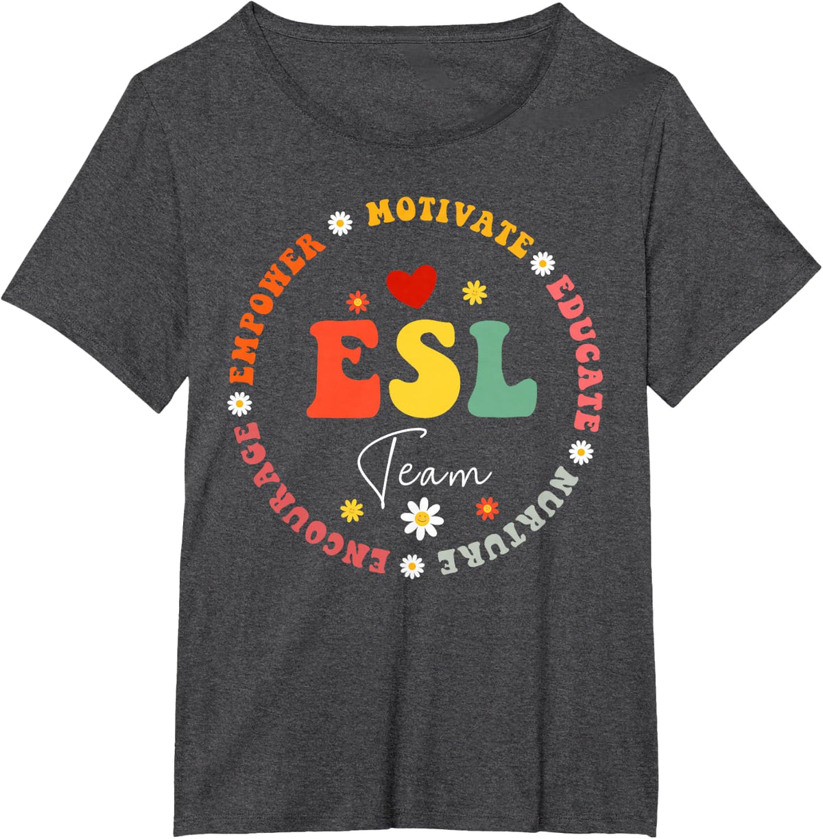 ESL Team Teacher English As A Second Language Squad Linguist T-Shirt - Dark Heather Grey