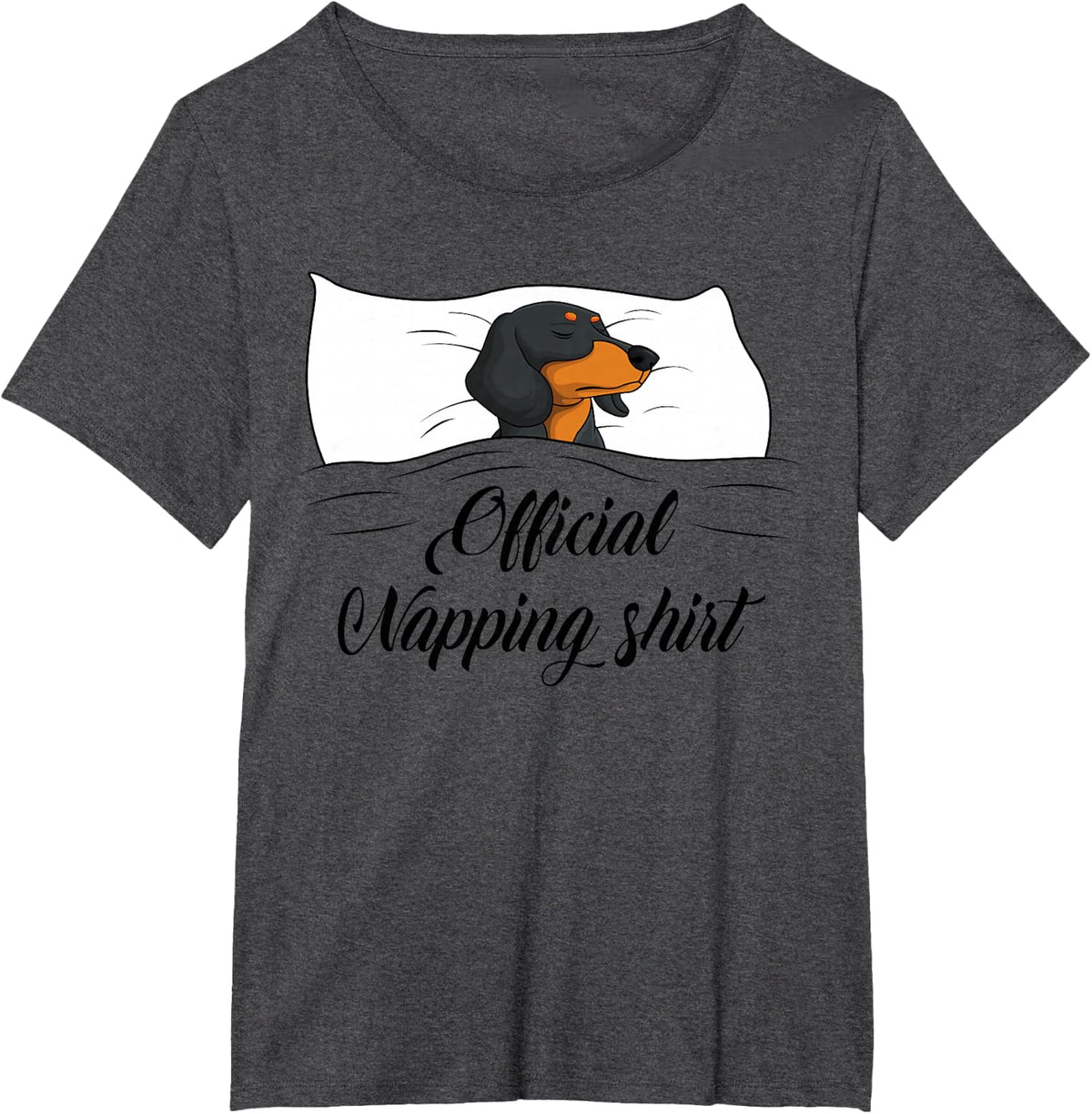 Sleeping Dachshund Pyjamas Dog Lover Gift Official Napping Tee T-Shirt - Dark Heather Grey