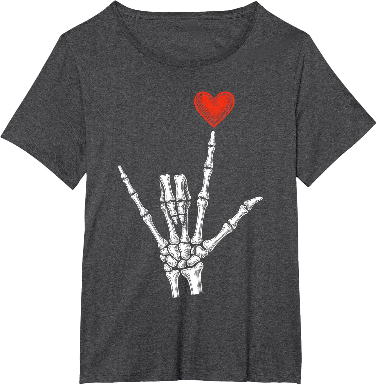 Skeleton Heart Hand Valentines Day for Men Women T-Shirt - Dark Heather Grey