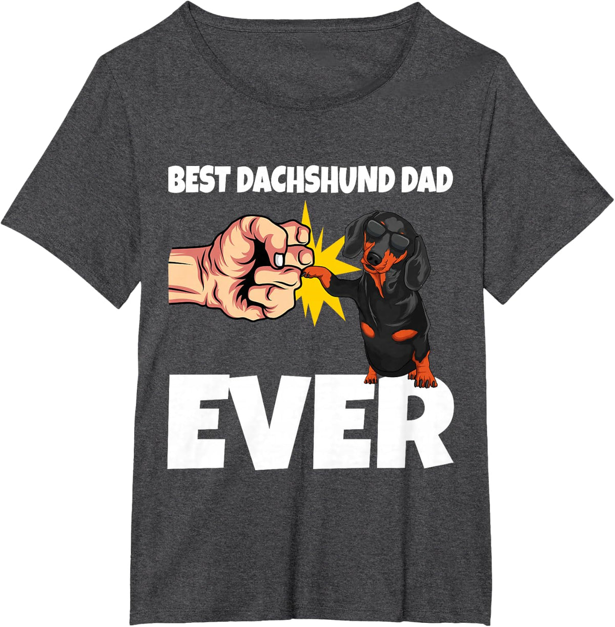 Best Dachshund Dad Ever Funny Weiner Dog Gift T-Shirt - Dark Heather Grey