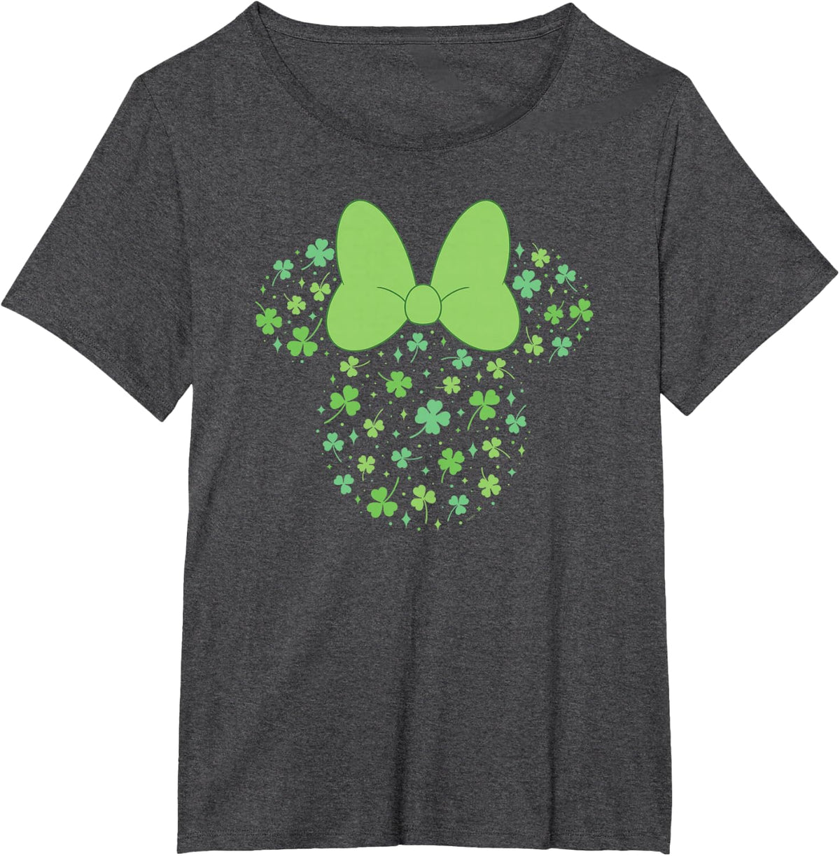 Disney Minnie Mouse Icon Shamrock Clovers St Patrick's Day T-Shirt - Dark Heather Grey