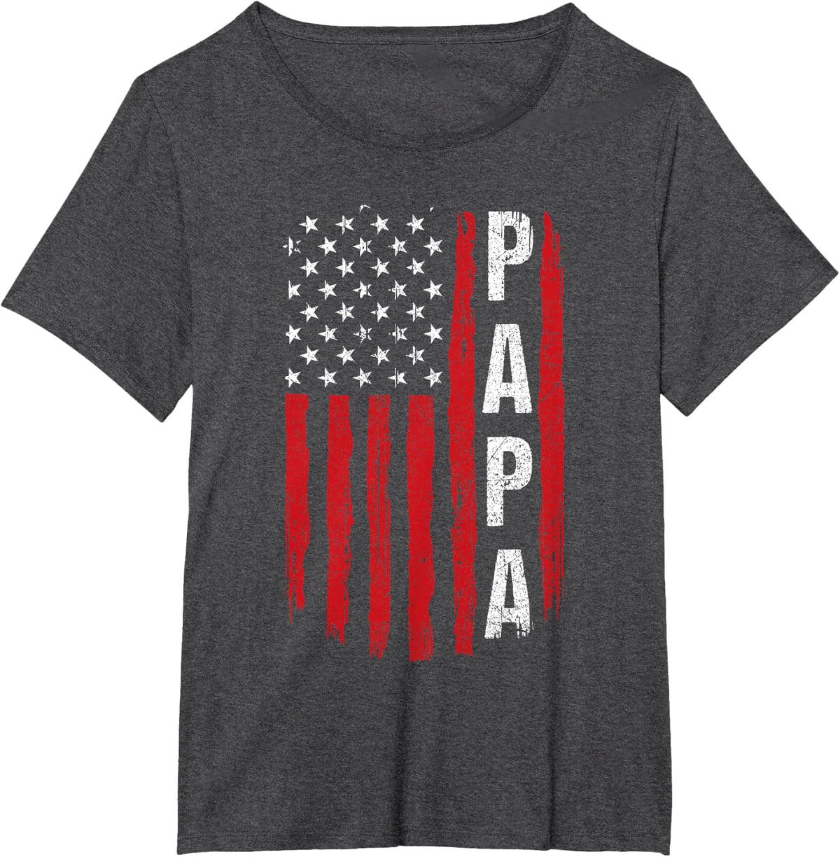 Proud Papa Father's Day Patriotic Dad USA flag T-Shirt - Dark Heather Grey