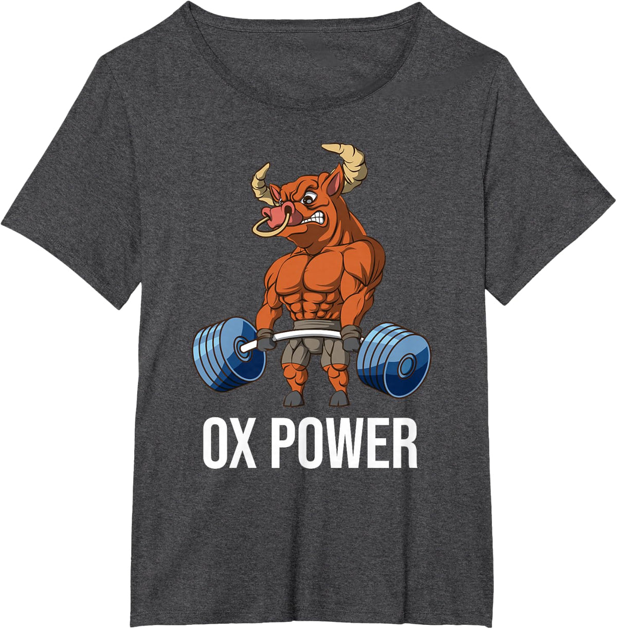 OX Power Weightlifting Deadlift Fitness Gym T-Shirt - Dark Heather Grey