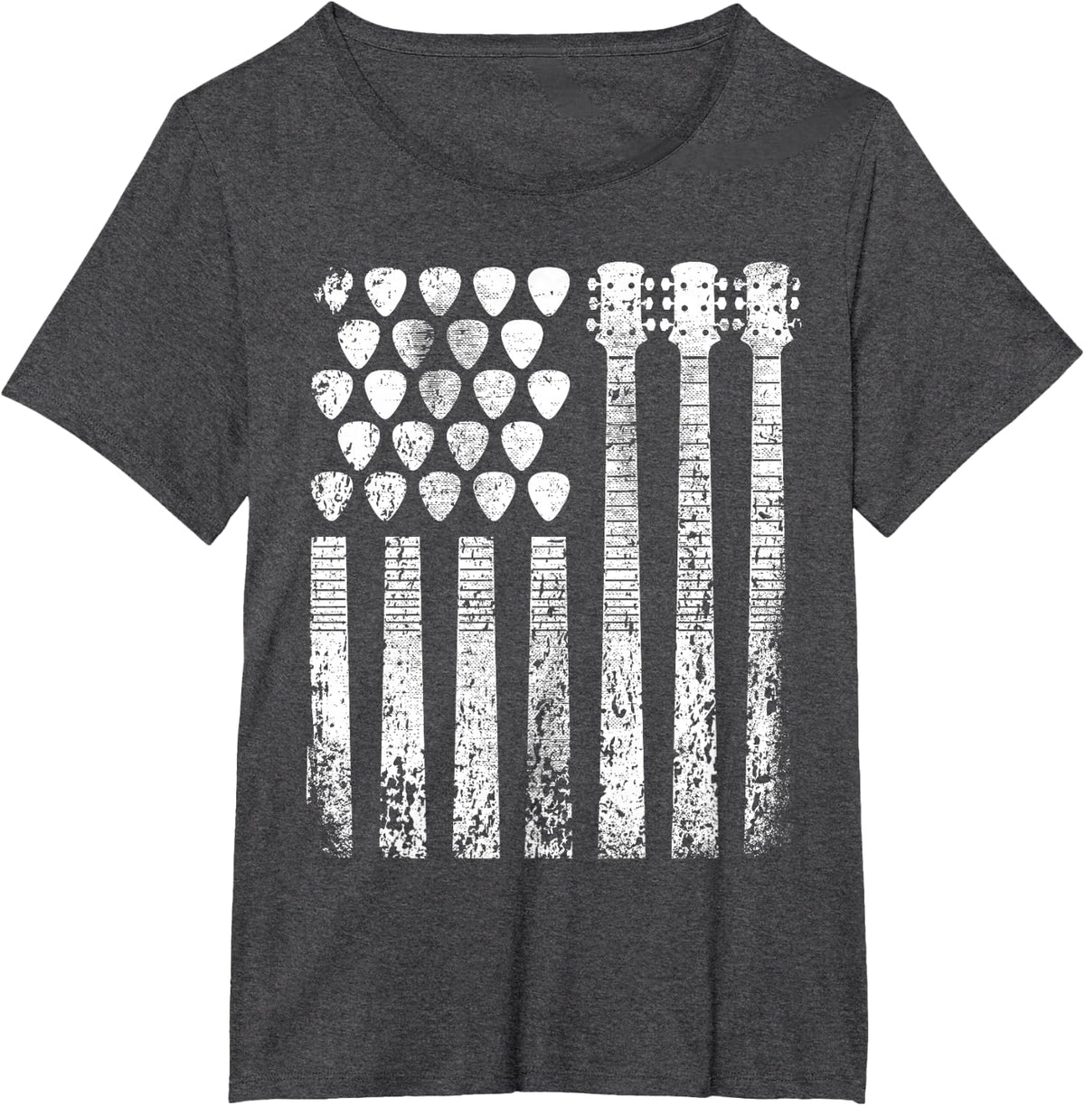 USA Guitar American Guitarist American Flag Guitar T-Shirt - Dark Heather Grey
