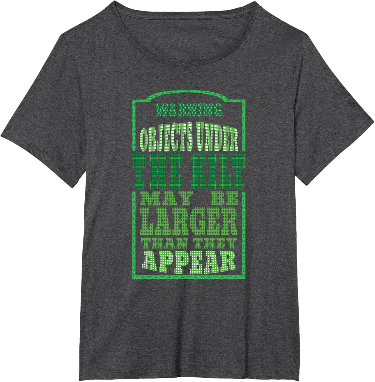 Funny Kilt Shirt for Men Irish Green Plaid Print St Patricks T-Shirt - Dark Heather Grey