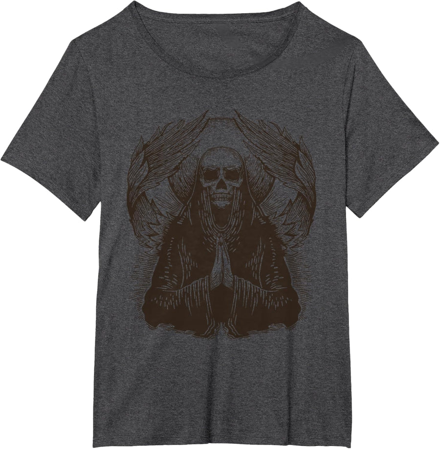 Aesthetic Y2k Grunge Fairy Alternative Clothing Goth Skull T-Shirt - Dark Heather Grey