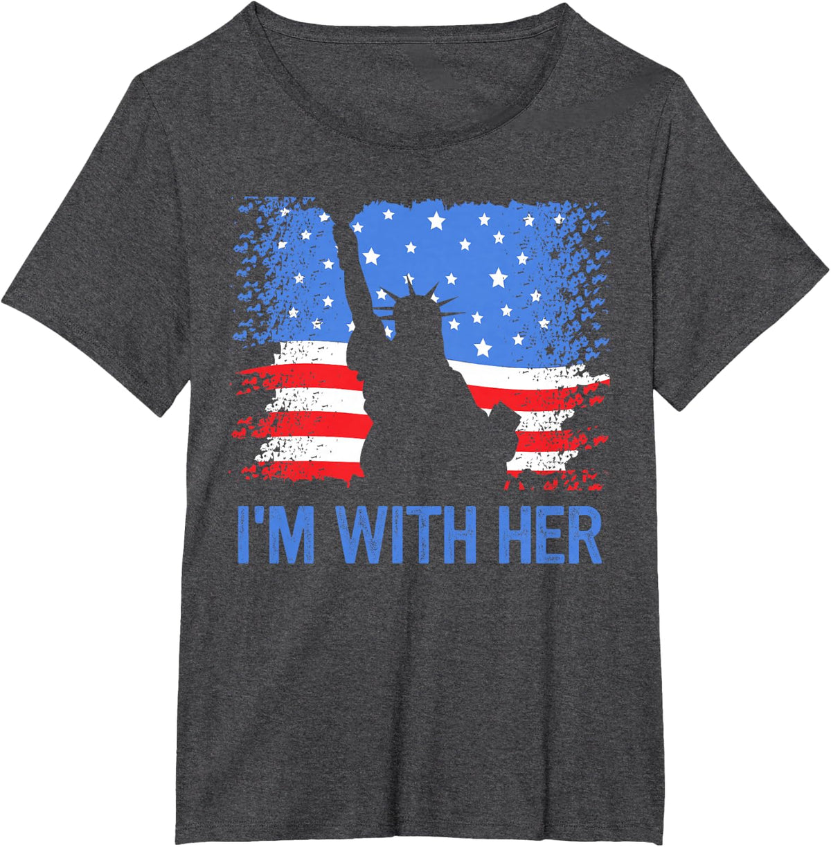 4th of July I'm with Her USA American Flag T-Shirt - Dark Heather Grey