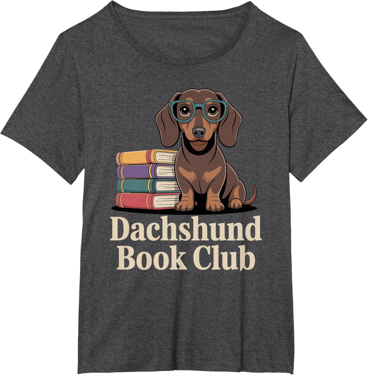 Dachshund Book Club Reading Wiener Dog T-Shirt - Dark Heather Grey