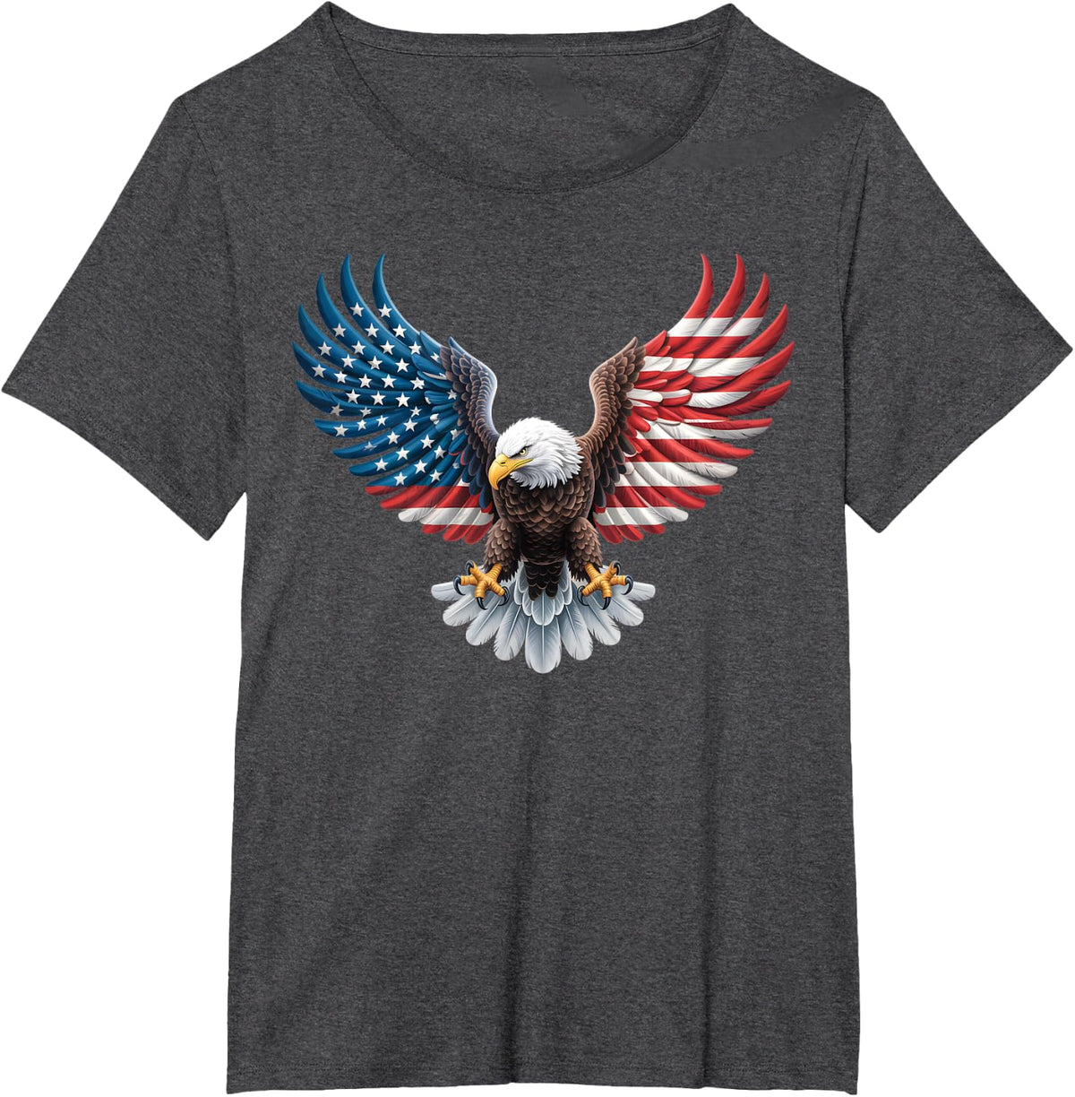 American Flag Bald Eagle Patriotic Pride Tees 4th of July T Shirts USA - Dark Heather Grey