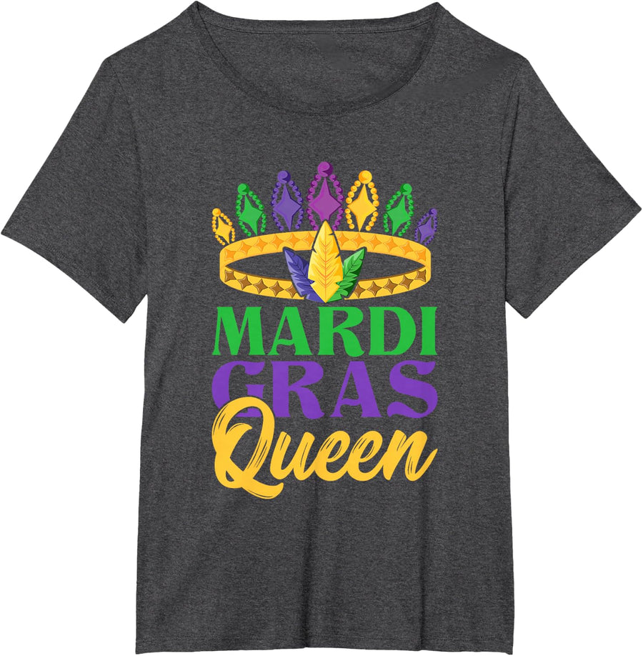 Women Costume Carnival Gift Queen Mardi Gras T-Shirt - Dark Heather Grey