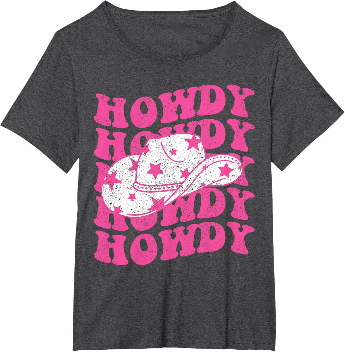 Howdy Southern Western Girl Country Rodeo Pink Cowgirl Women T-Shirt - Dark Heather Grey