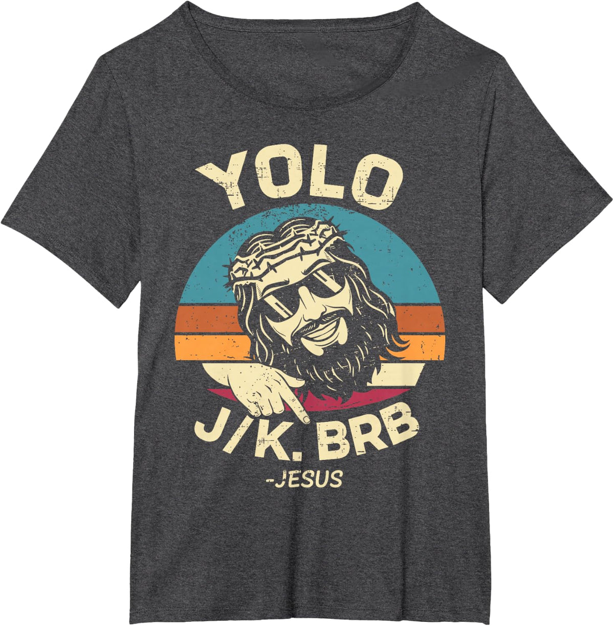 YOLO JK BRB Easter Day Resurrection Christian Jesus for Men T-Shirt - Dark Heather Grey